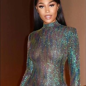 Sheer colorful striped dress